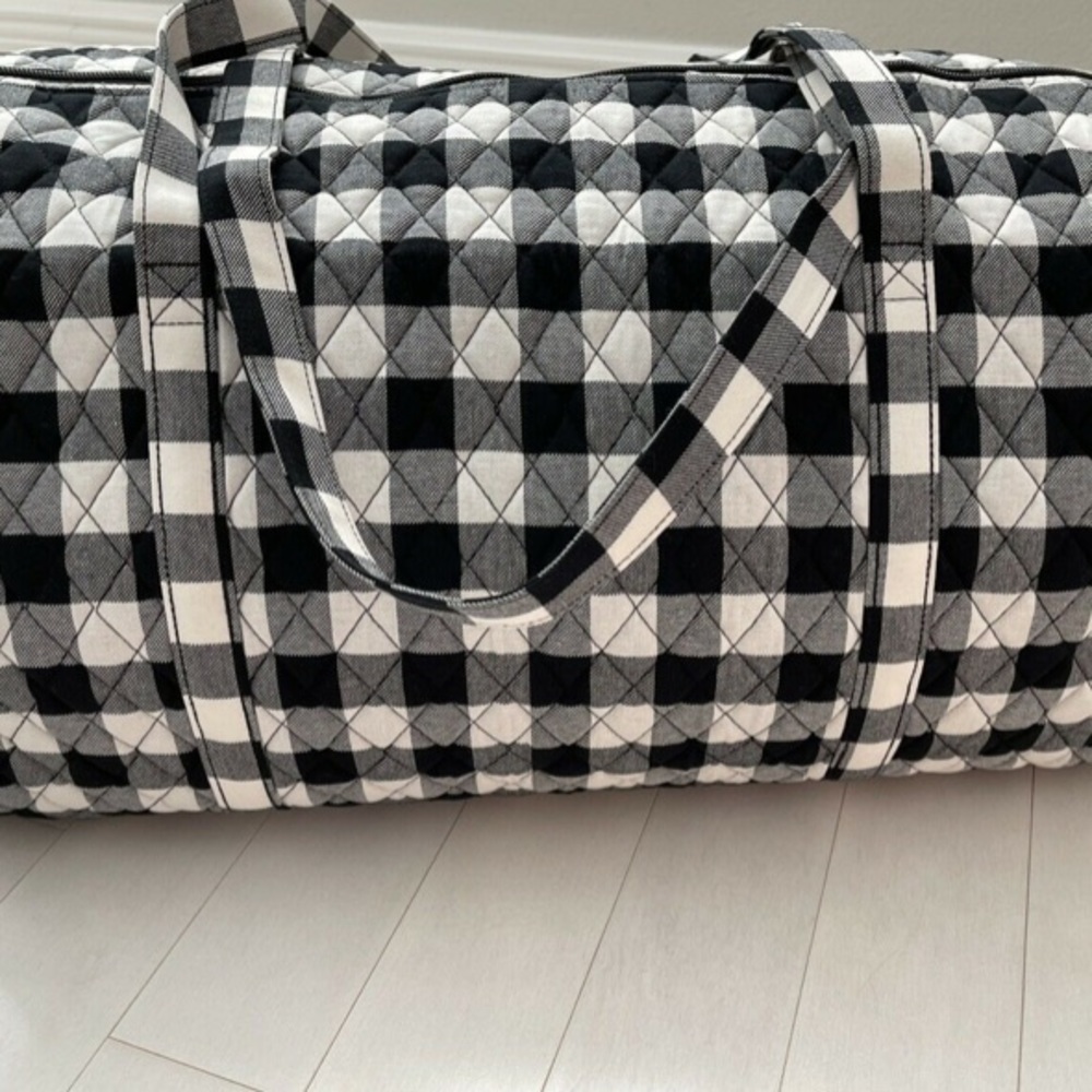 NWT vera bradley large duffel pearl buffalo check - Picture 6 of 9
